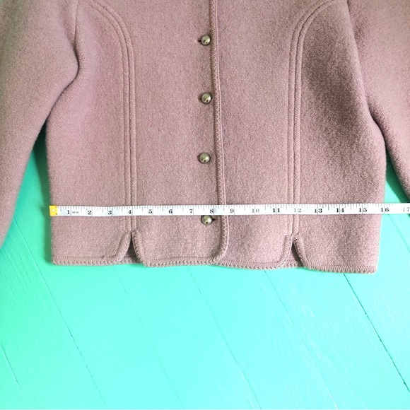 Vintage Lavender 100% Wool Cardigan Sweater Cropped 50s Jacket Silver Buttons - Picture 15 of 16
